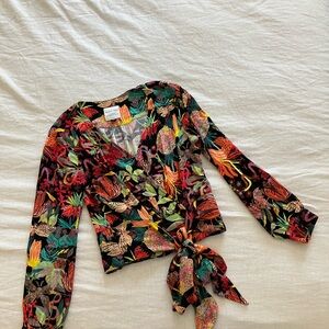 Floral Wrap Mock Top - Multicolor